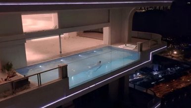 glass swimming pool